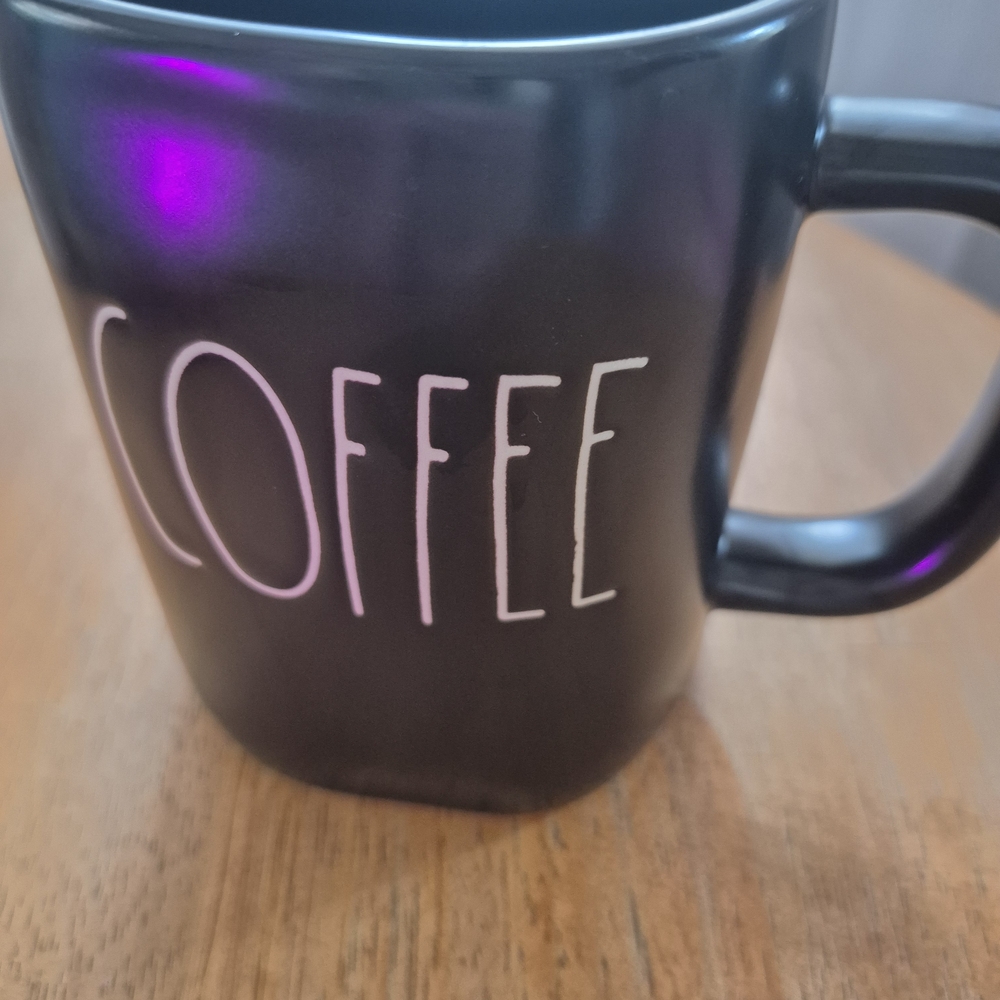 Rae Dunn Black Mug with White Accents